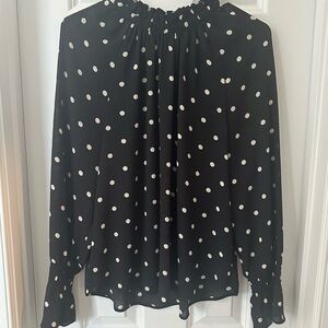 NWOT-LOFT Black and White Polka Dot Blouse
